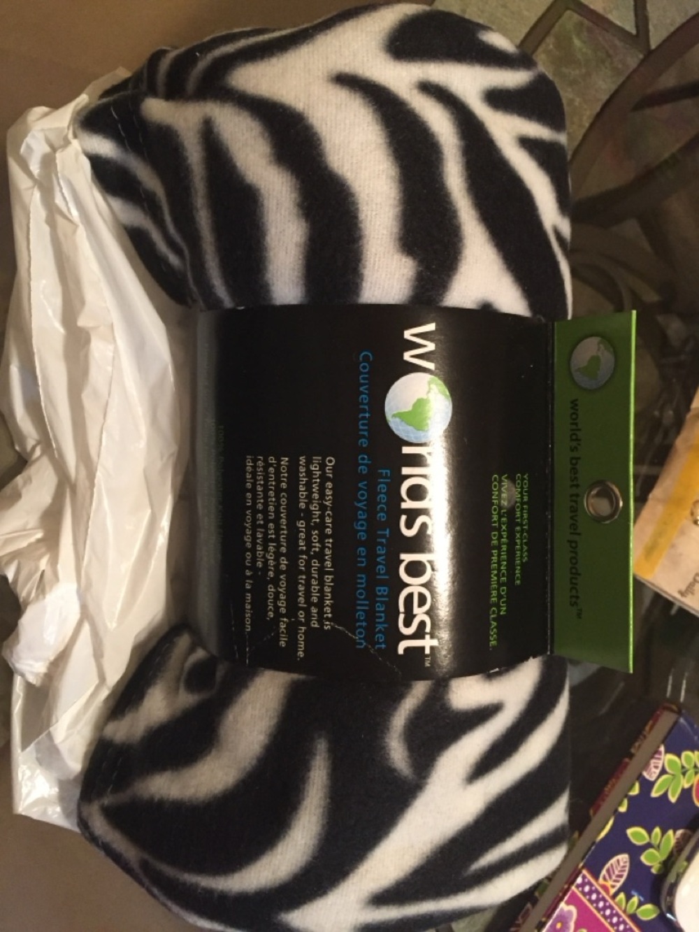 Zebra Fleece Travel Blanket - Black & White